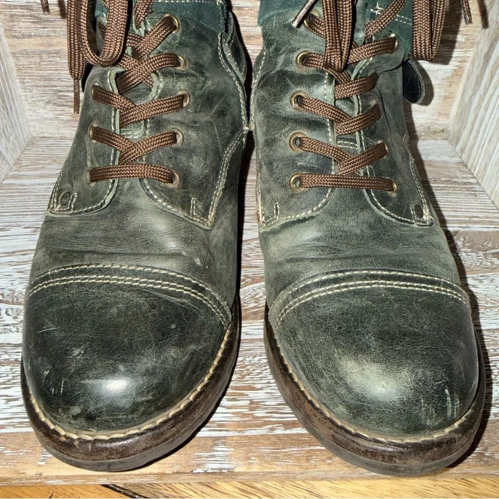 Taos Crave Teal Green Leather Lace-Up Boots EU 39 - Picture 3 of 12
